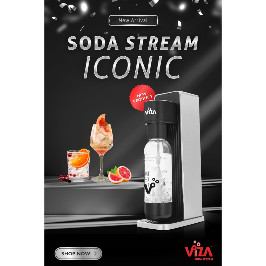 เครื่องทำโซดา มะนาวโซดา viza soda stream machine  ICONIC Black+Co2