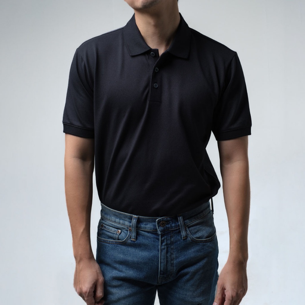 era-won เสื้อโปโล แขนสั้น ทรงสลิม Polo Shirt สี Black