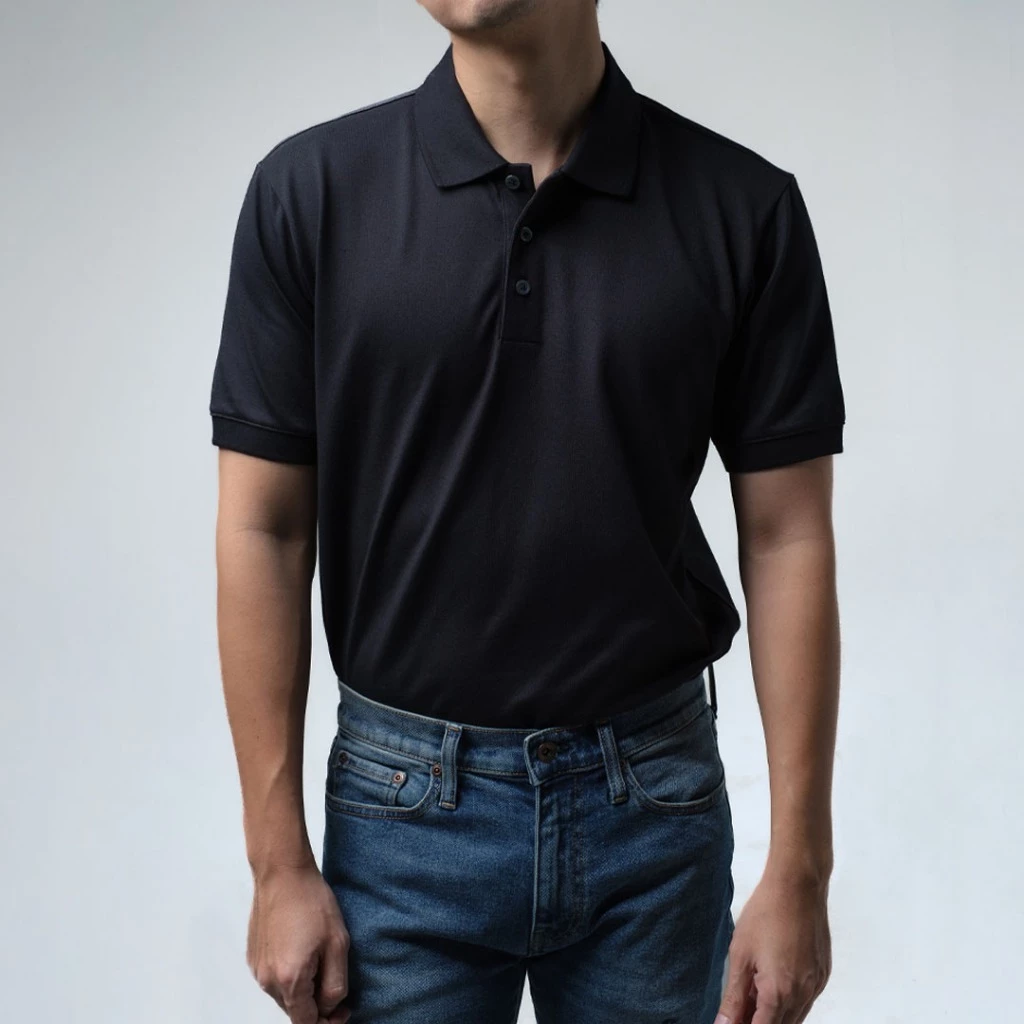 era-won เสื้อโปโล แขนสั้น ทรงสลิม Polo Shirt สี Black