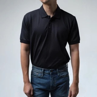 era-won เสื้อโปโล แขนสั้น ทรงสลิม Polo Shirt สี Black