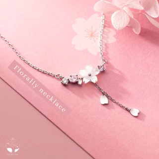 MNL💗Florally จี้ดอกไม้ สีชมพูขาว ยกมาทั้งสวน สร้อยคอแฟชั่นเงินแท้ เครื่องประดับผู้หญิง สไตล์เกาหลีมินิมอล น่ารัก ของขวัญ