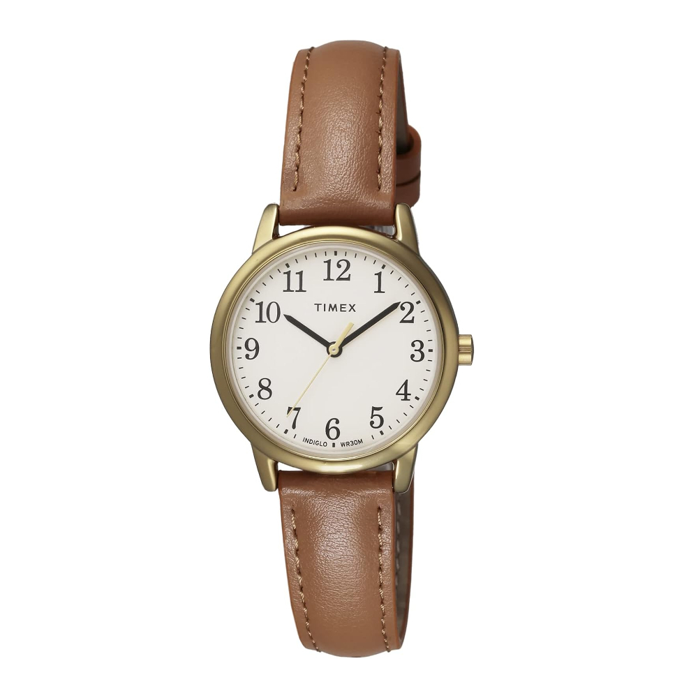 TIMEX TW2V69200 M EASY READER นาฬิกาข้อมือผู้หญิง สายหนัง สีน้ำตาล หน้าปัด 30 มม.