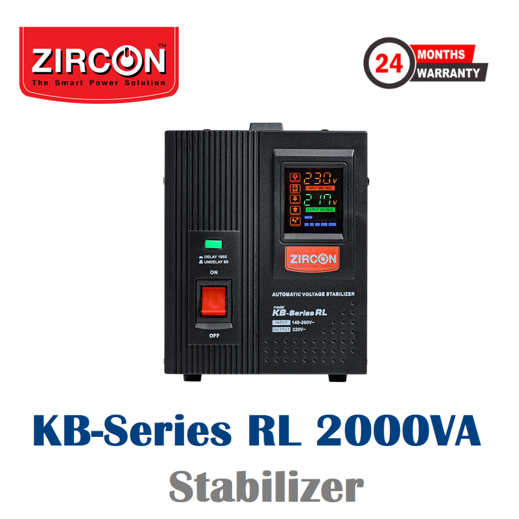 ZIRCON Stabilizer KB-RL-2000VA (Max.1600w)ป้องกัน-ไฟตก-ไฟเกิน-กันไฟกระชาก  Service Center  2 ปี (ไม่สำรองไฟตอนไฟดับ)