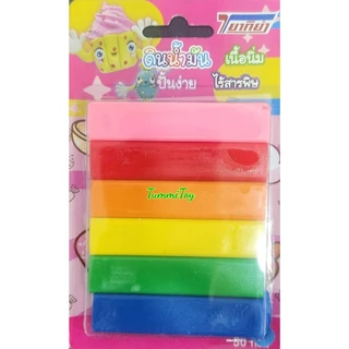 ดินน้ำมันไร้สารพิษ เนื้อนิ่ม ปั้นง่ายสีสวย กลิ่นหอม 1 ชิ้น 6 สี