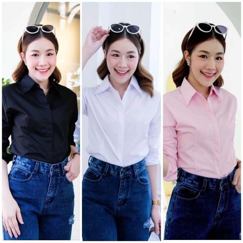 เสื้อเชิ้ตแขนยาว 10สี (m,l,xl,xxl42)