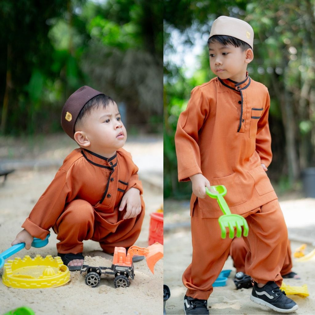 ชุดปากีเด็กชายเสื้อกางเกง แต่งกุ้น ผ้านิ่มใส่สบาย (คละเฉดสี คละเนื้อผ้า) BA21 EP2 รุสมีนี