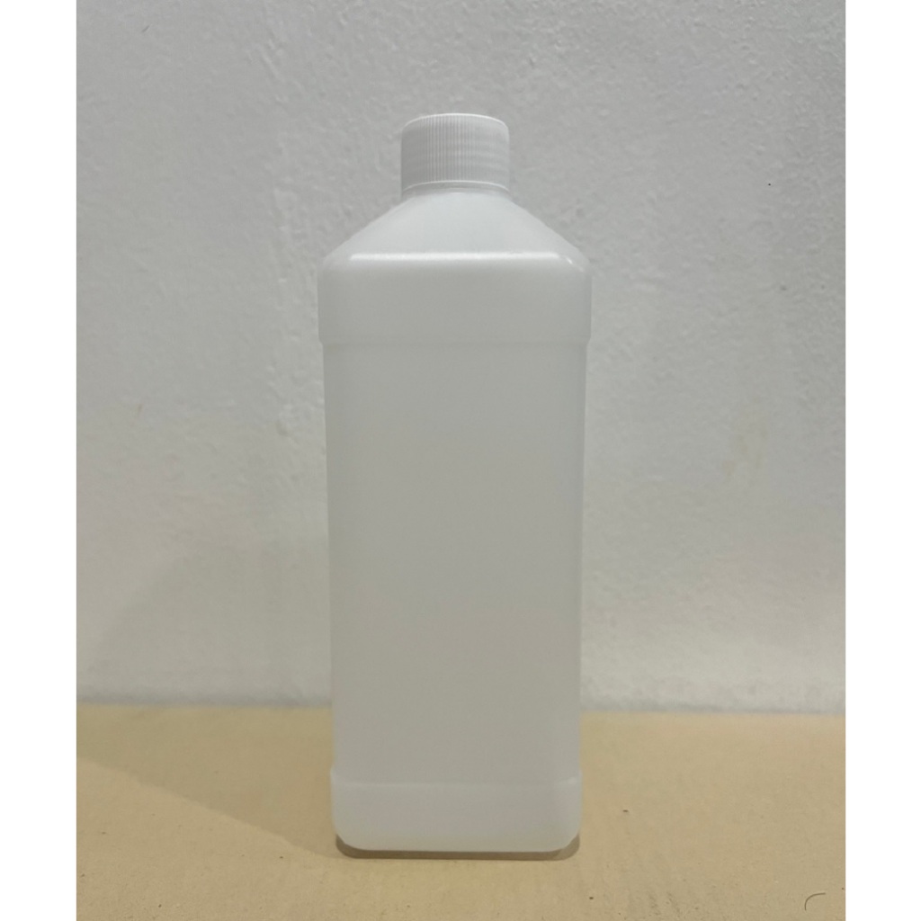 ขวดเหลี่ยมพลาสติกสำหรับเคมี ขนาด 1000ml. พร้อมฝาสีขาว #ขวดเปล่า #ขวดพลาสติก