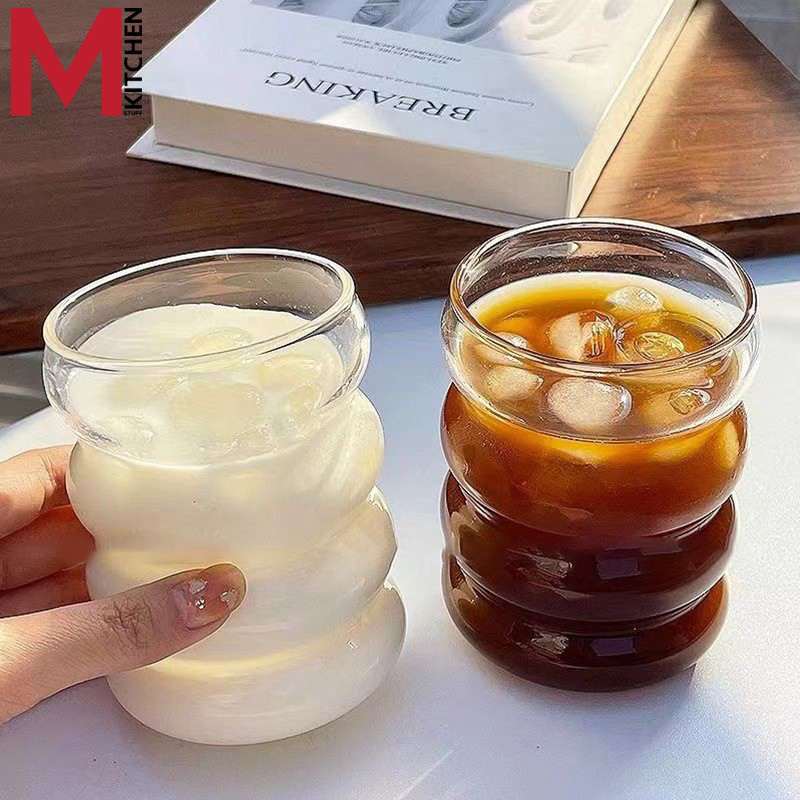 M KITCHEN 16001-6 แก้วน้ำ แก้วกาแฟ ทรงเหลี่ยม ใช้ในคาเฟ่ ขนาด 300 ml (A6)