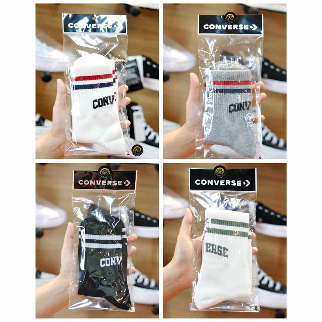 [Authorized Retailer] CONVERSE HIGHT STREET LONG SOCKS COTTON SPANDEX 1120779 GY/ WTR/ BK/ WTG ถุงเท้ายาวครึ่งแข้ง สินค้