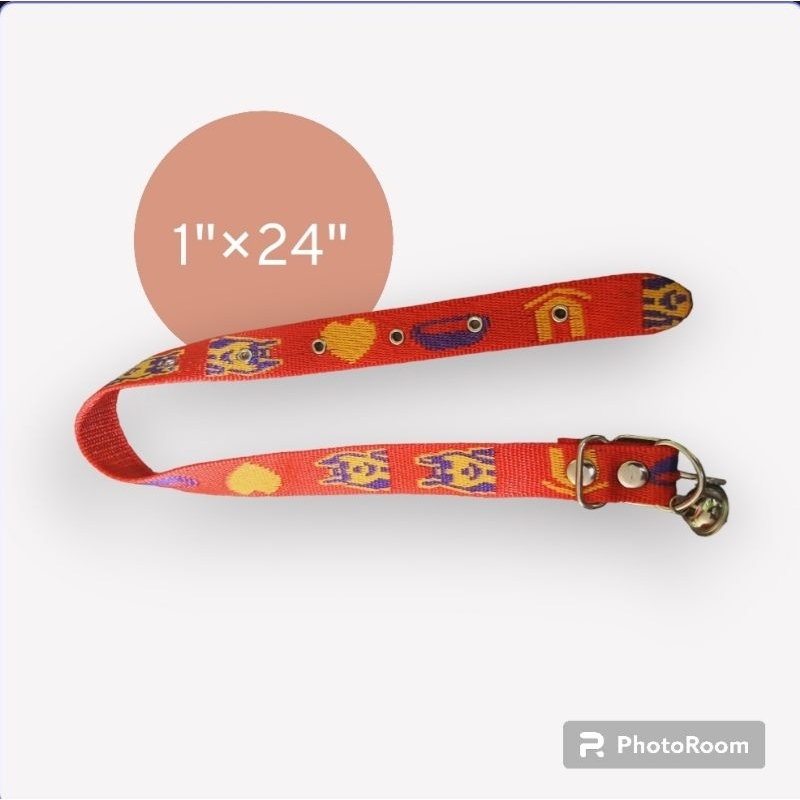 ปลอกคอสุนัขกระพรวนเงิน กว้าง1นิ้ว ยาว24นิ้ว