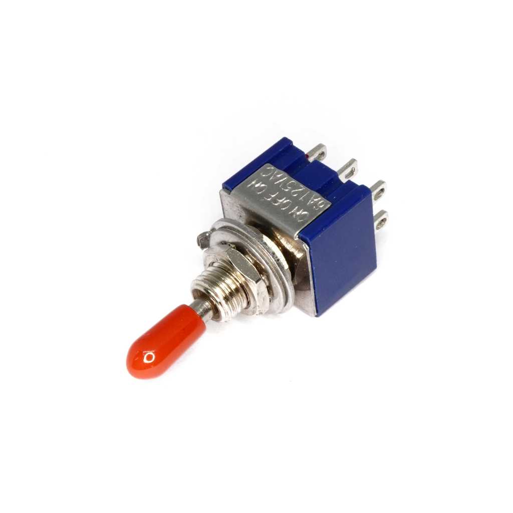 สวิทช์โยก Toggle Switch 3 ตำแหน่ง 6 ขา ON-OFF-ON (มีล็อคตรงกลาง) รุ่น MTS-203