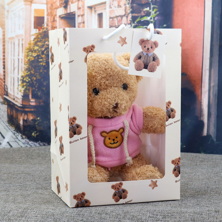 ถุงของขวัญ สีขาว มีหน้าต่าง สามารถใส่ตุ๊กตาได้ อุปกรณ์เสริมของขวัญวันเกิด