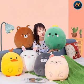 หมอนตุ๊กตา หมอนผ้าห่มพกพา หมอนรูปสัตว์ หมอนอิงพกพาในรถ ราคาถูกมาก ขนาดกระทัดรัด มีผ้าห่มนาโนนุ่มมาก ผ้าผืนใหญ่