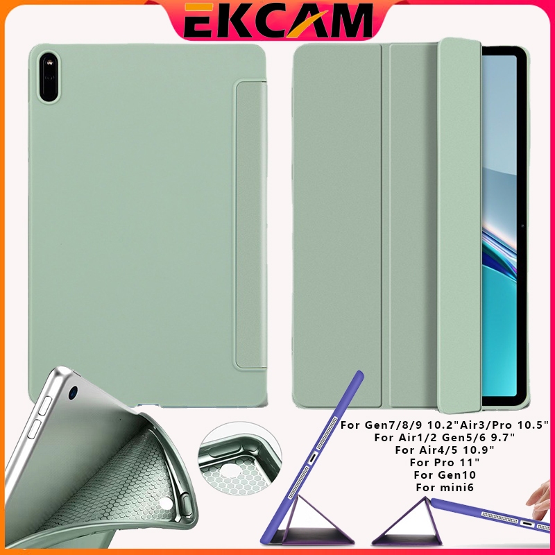🇹🇭Ekcam เคสสำหรับ ไอแพด Air4 Air5 Pro11 Gen7 Gen8 Gen9 Gen10 Air1/2 Gen5/6 mini6 Air3/Pro 10.5 for iPad เคส ซิลิก้าเจล