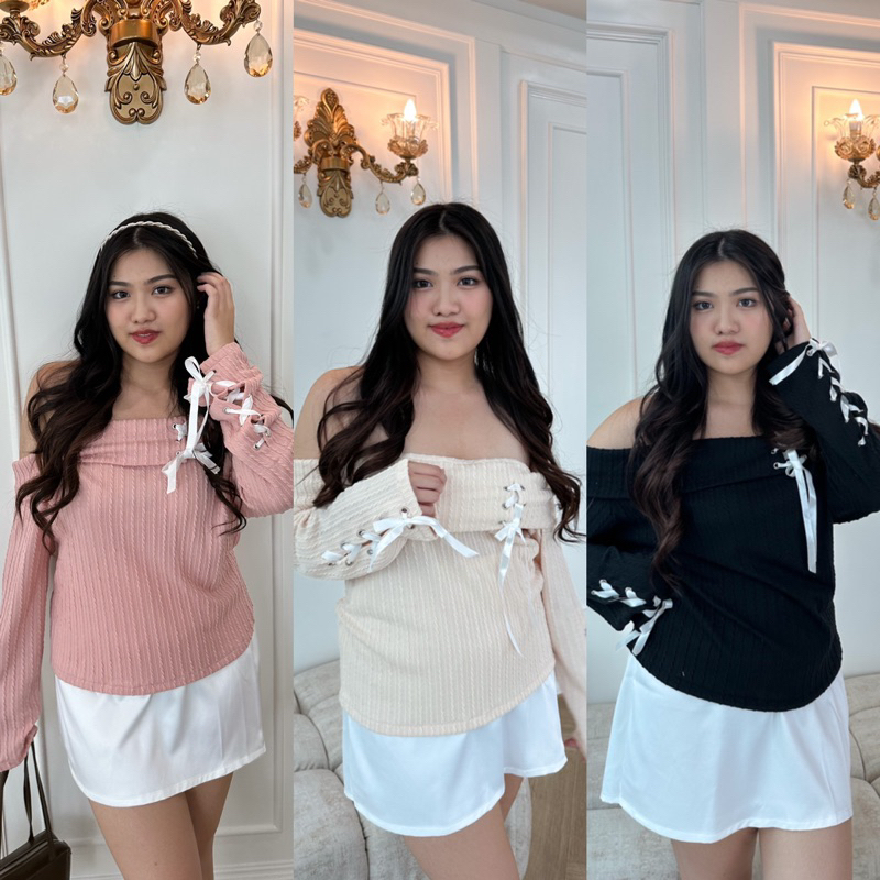 Caroline Top เสื้อไหมพรมเปิดไหล่ - clarine_bkk