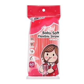 SUNMUM l หลอดดูดน้ำสำหรับเด็ก นิ่ม ปลอดสาร และ สี (1 ถุง มี 60 เส้น)