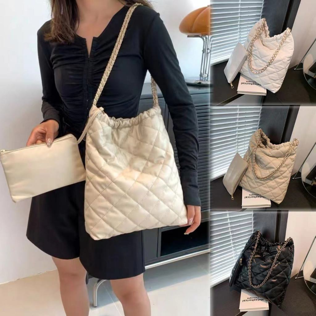 i happy shop"กระเป๋าสะพายข้างใบใหญ่2in1สำหรับผู้หญิงมาใหม่ ฟรีกระเป๋าใบเล็ก 1 ใบ