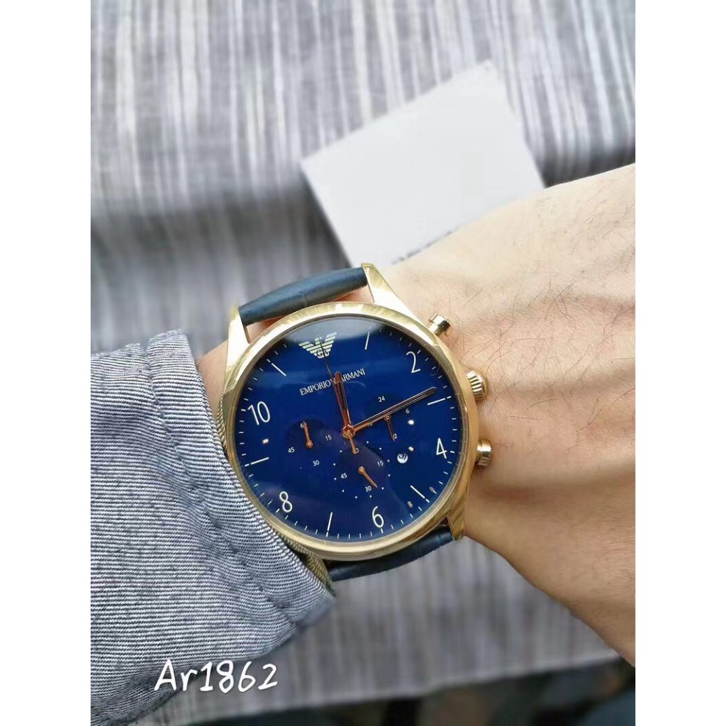 Emporio Armani ชายจระเข้พิมพ์เข็มขัดนาฬิกาควอตซ์, รุ่น: Ar1862,  หนังวัวคุณภาพสูงจากอิตาลีขนาด: 43 มม.