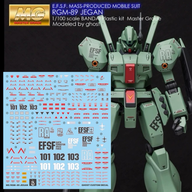 ⬛️ดีคอลน้ำ GHOST Water Decal MG RGM-89 JEGAN สะท้อนแสงแบล็คไลท์