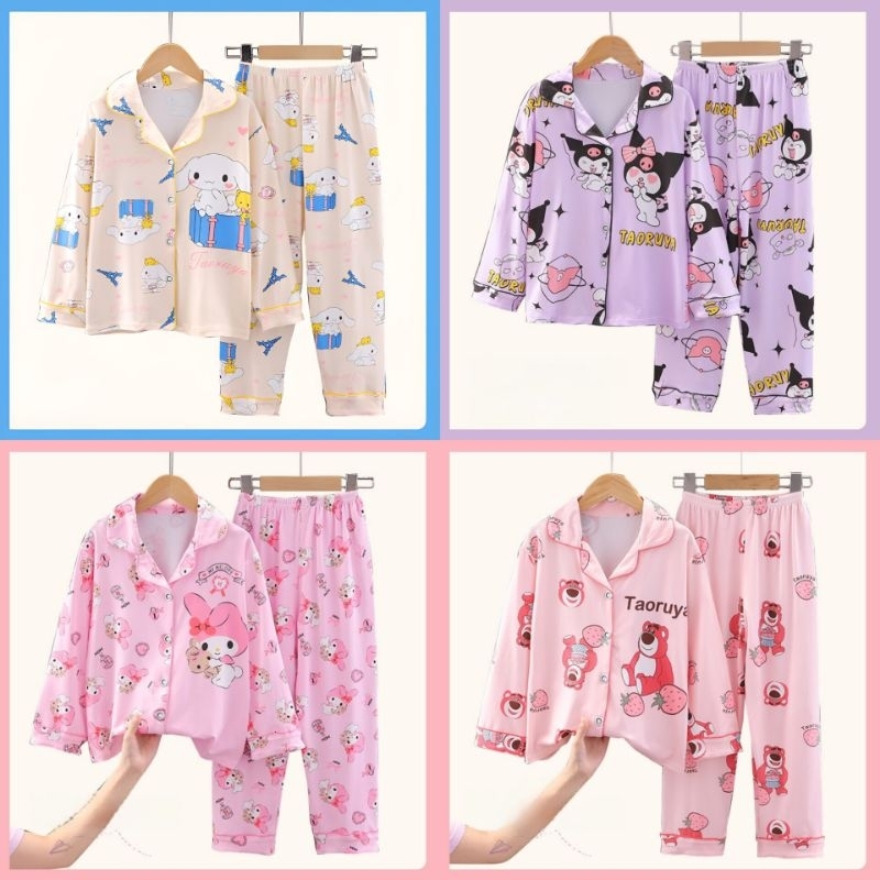 (พร้อมส่ง) ชุดนอนเด็กผู้หญิง 100-155 ซม. ลายการ์ตูน ผ้านิ่ม ชุดนอนเด็กเล็ก ชุดนอนเด็กโต