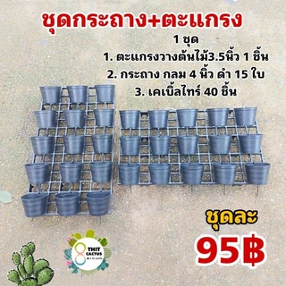 // ชุดตะแกรงแขวน + กระถาง 4 นิ้ว // สีดำ 15 ใบ // (ชุดลูกค้าประกอบเอง) ชุดกระถางต้นไม้ ผนัง