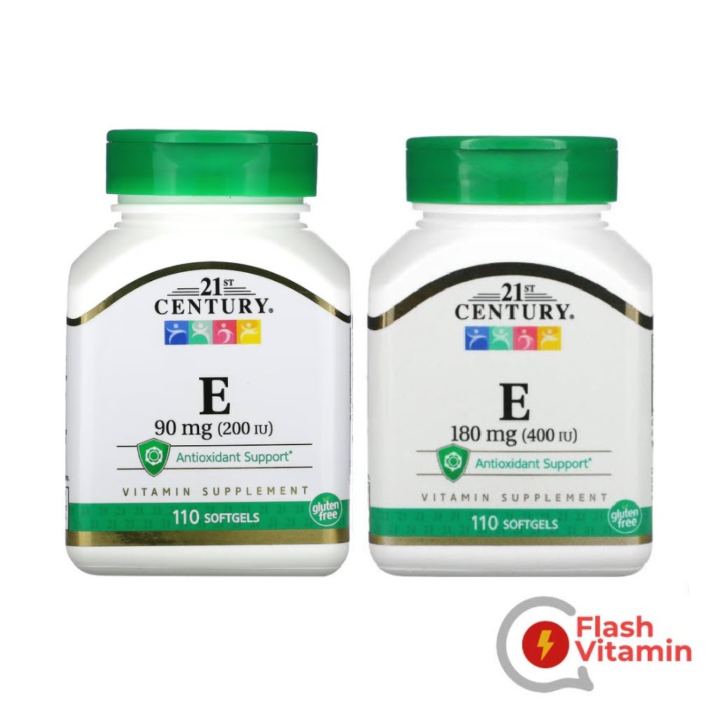 < พร้อมส่ง  > 21st Century, Vitamin E, ขนาด 90 mg และ  180 mg , 110 เม็ดเจล - วิตามิน อี ลดริ้วรอย ต้านอนุมูลอิสระ