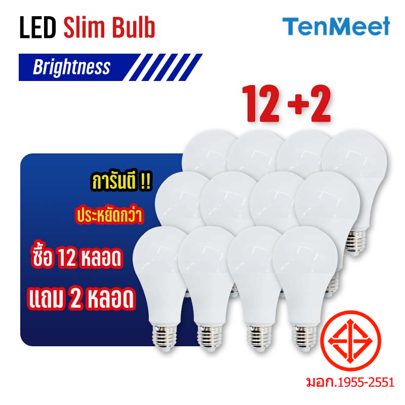 ยกโหล หลอดไฟแอลอีดีBulbSlim แบรนด์Tenmeet มี มอก.หลอดLEDประหยัดไฟ ใช้ไฟฟ้า220V