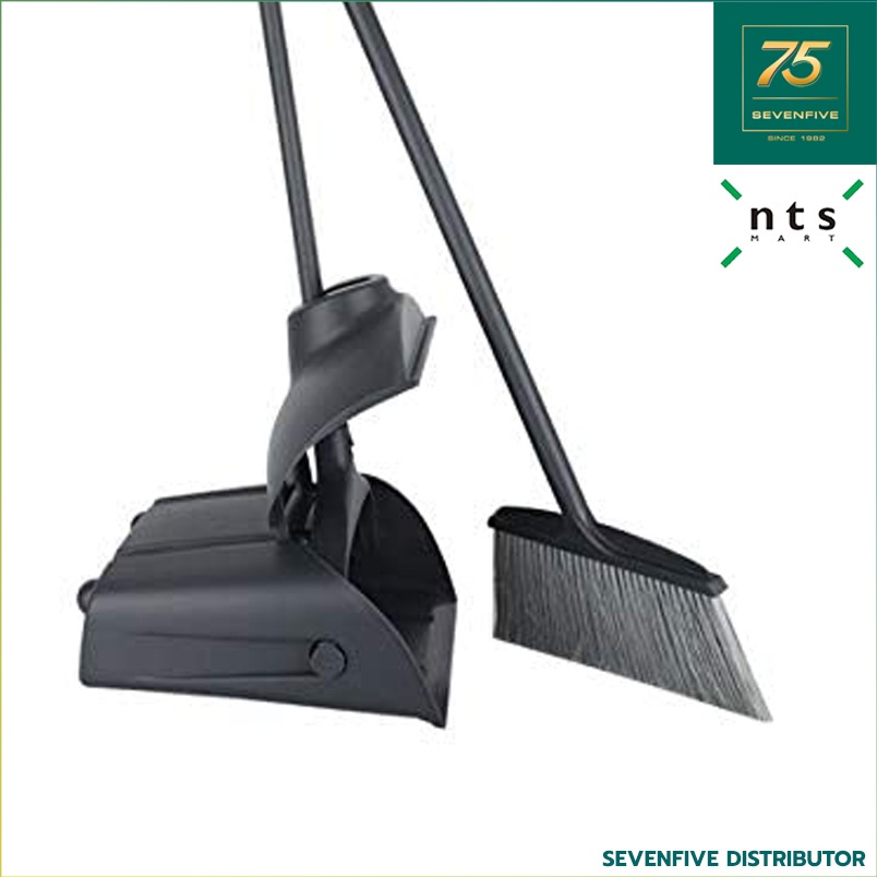 NTS ที่ตักผง ที่ตักขยะ ที่โกยขยะ (ยาว70ซม) และไม้กวาด (ยาว91ซม) สีดำ NTS1-RS-PT