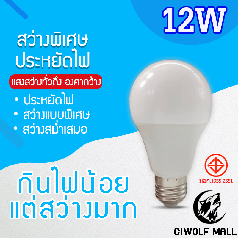 หลอดไฟ 12W BLUBSLIM LED ใช้ไฟฟ้า220V ใช้ไฟบ้าน หลอดไฟขั้วเกลียว E27 Tenmeet Daylight WarmLight