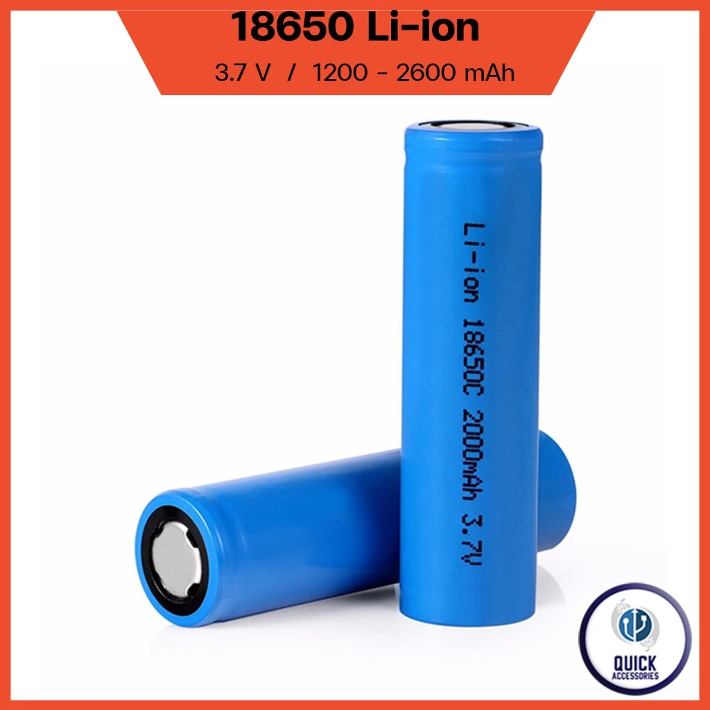 ถ่านชาร์จ 18650 แท้จากโรงงาน มีมาตรฐาน ความจุ 1200mAh ถึง 3400mAh ความจุเต็ม 3.7V MAX 4.2V (18650)