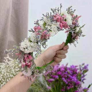 พร้อมส่งจากรังสิต. มงกุฎดอกไม้ มงกุฎปัจฉิม สีชมพูพาสเทล ดอกไ…