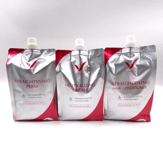 ใหม่ ครีมยืดผมถาวร เอสพีวีซุปเปอร์วี อินเตอร์ สเตรทเทนนิ่ง SPV Super V inter Straightening Perm/Conditioner 1,000ml. x3