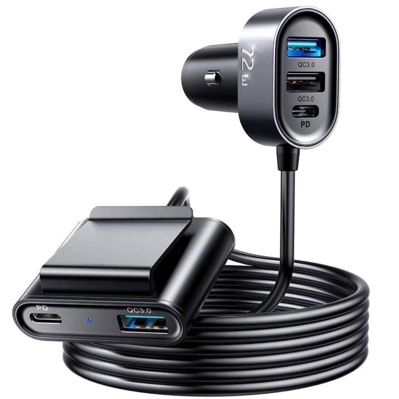 ที่ชาร์จในรถยนต์ JOYROOM JR-CL03 ชาร์ทรถ 5พอร์ต (3+2) Multi-port USB PORT CAR CHARGER 5 PORT 6.2A Max สายยาว 1.5 เมตร