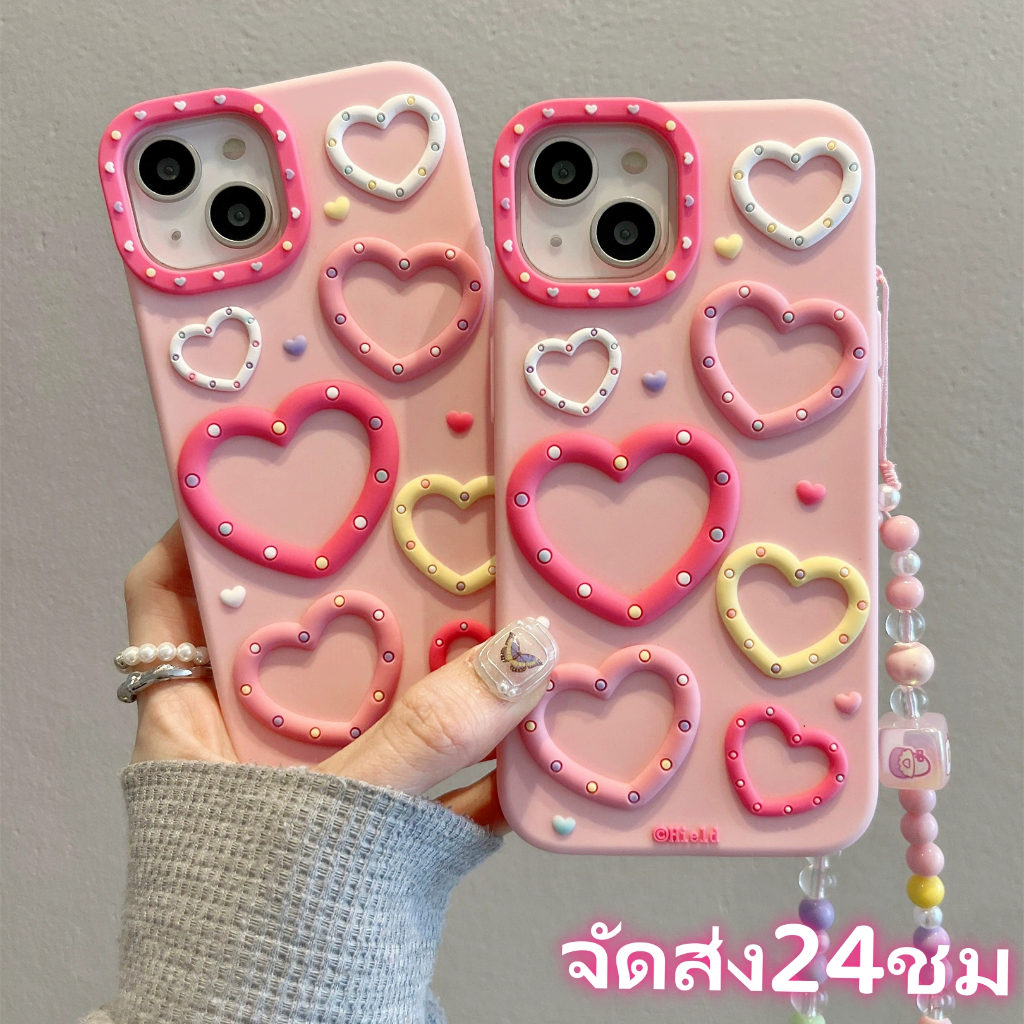 จัดส่งจากไทย for iPhone 16/15/14/13/12/11 Pro max case เคสไอโฟน11 แฟชั่น บางเบาพกพาง่าย รูปหัวใจ เคสซิลิโคนนิ่ม Case