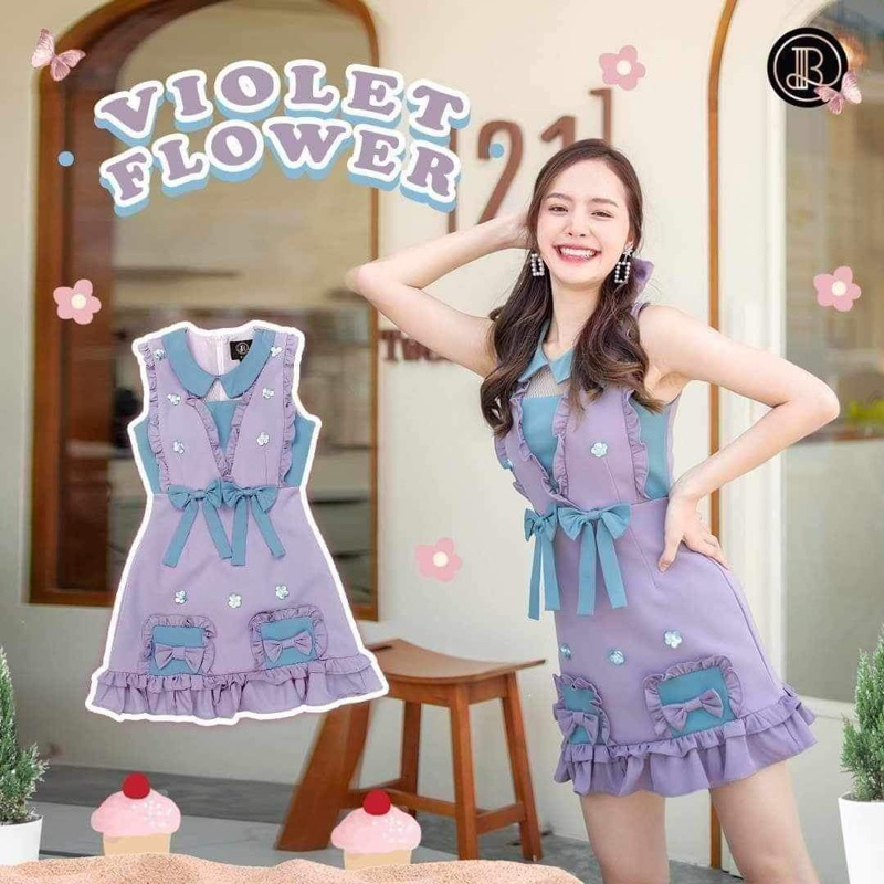 💎พร้อมส่ง💎BLT เดรส violet flower dress