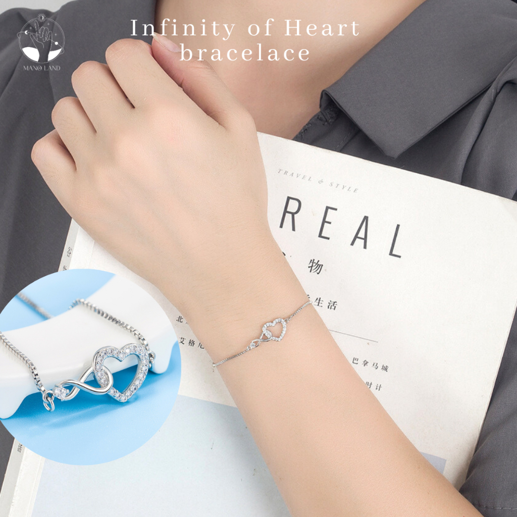 MNL Infinity of Heart สร้อยข้อมือหัวใจรักไม่สิ้นสุด เครื่องประดับแฟชั่น กำไลเงินแท้ ผู้หญิง ไม่ลอกดำ ใส่ทุกวัน วันเกิด