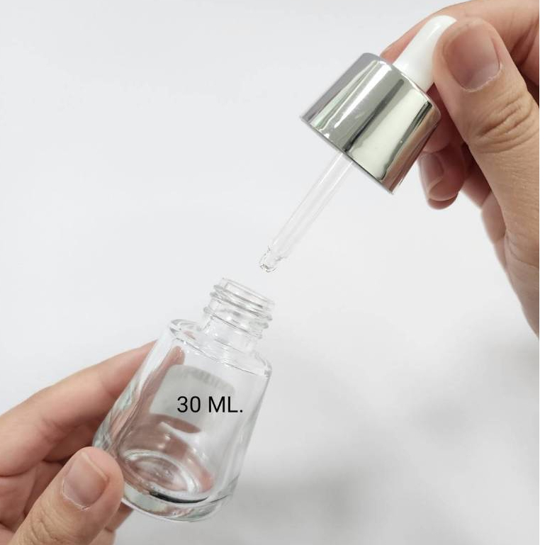 ขวดแก้วดรอปเปอร์ แพ็กเกจจิ้งเครื่องสำอาง clear glass dropper bottles 30ml / 50ml