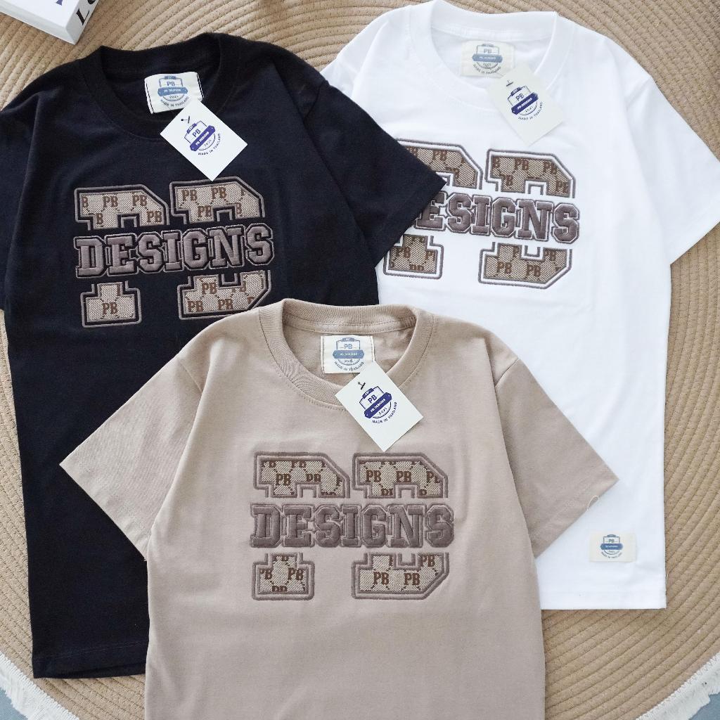 PB Design เสื้อยืดแขนสั้น รุ่นปักนูนซ้อนPB ดีไซน์ใหม่สวยสะดุด ผ้าคอตตอนทรงตรง คอกลม S-3XL
