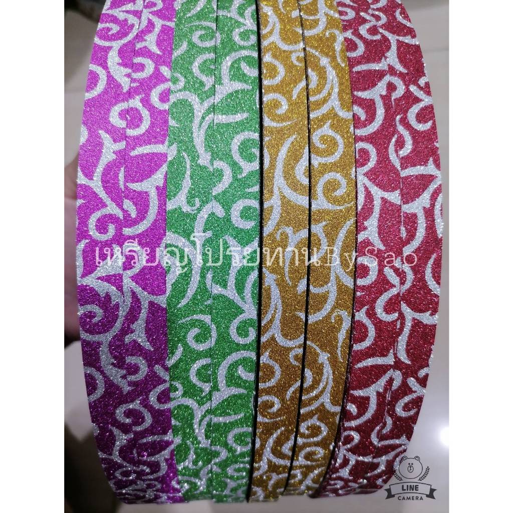 ร.กากเพชรกนกลายไทยทูโทน 12มิล300หลา สีสด เนื้อหนา