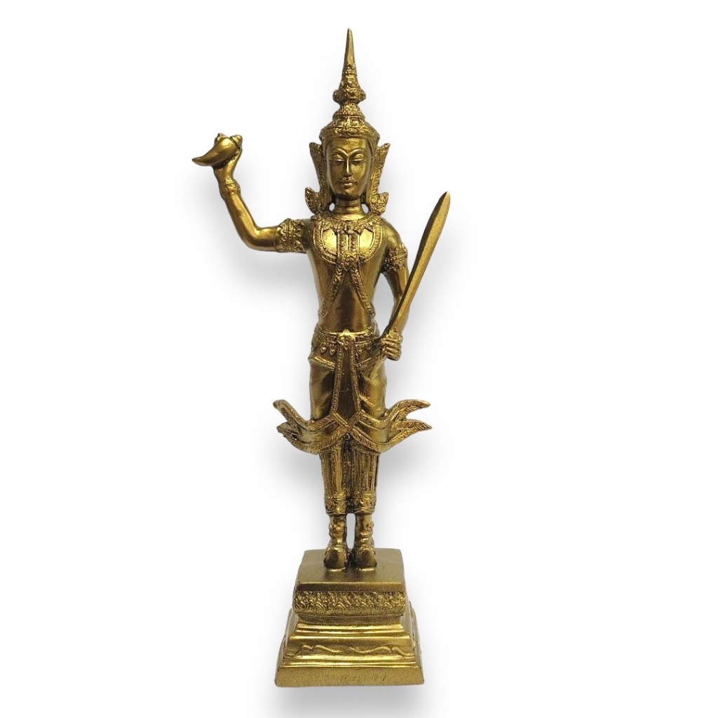 พระทรงเมือง สีทองเก่า กว้าง 3นิ้ว สูง 15นิ้ว