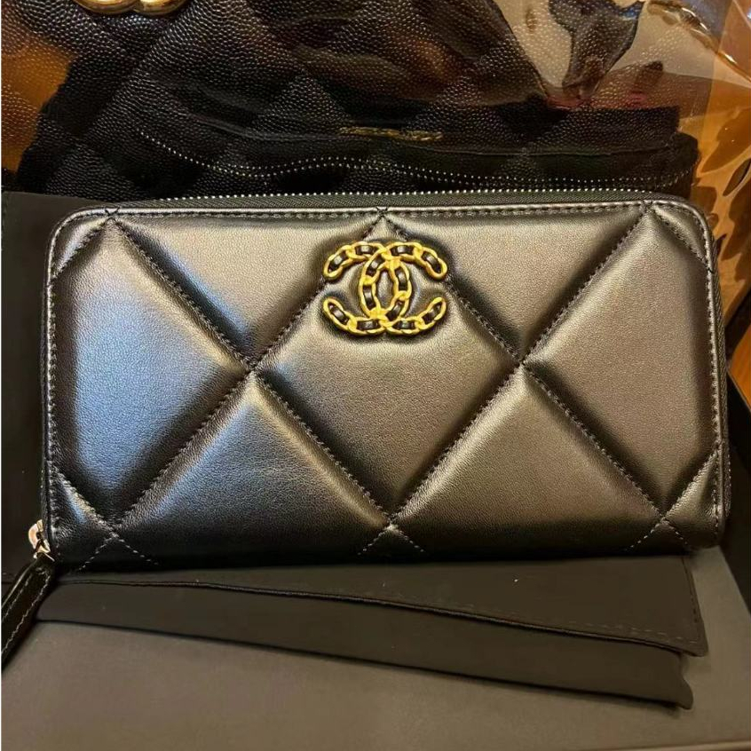 Chanel/19bag/หนังแกะ/กระเป๋าสตางค์/ผู้หญิง