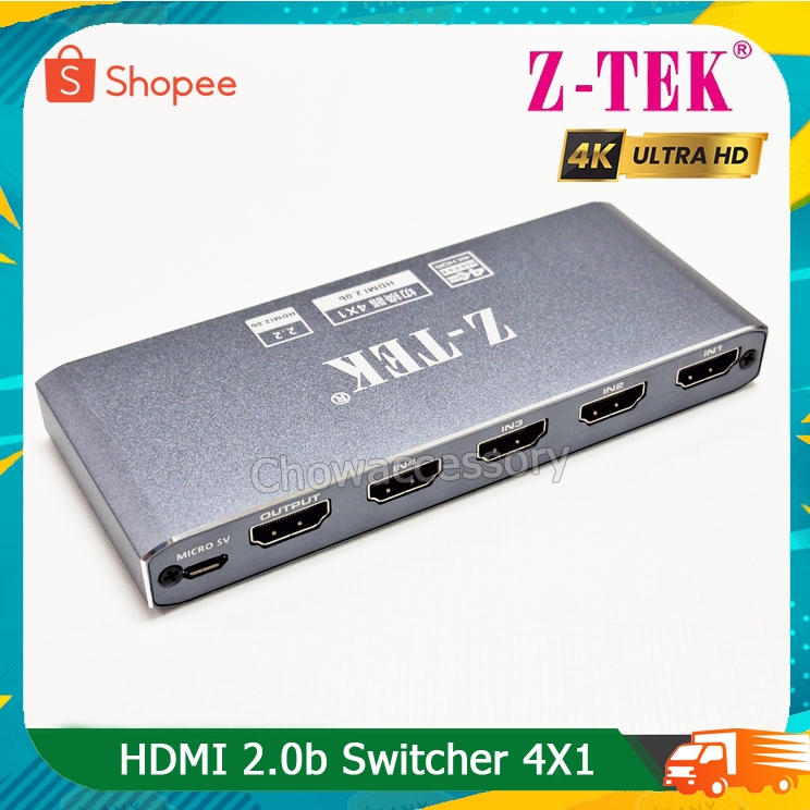Z-tek HDMI Switcher 4x1 HDMI 2.0b 4K 60Hz  รุ่น ZY449
