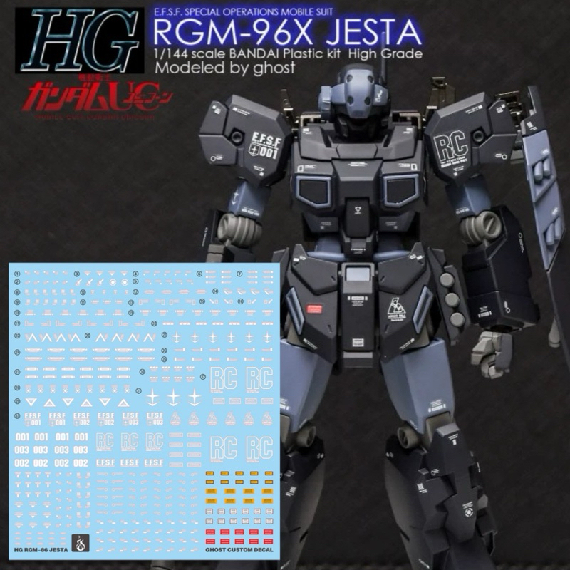 ⬜️ดีคอลน้ำ GHOST HG DECAL HG RGM-86 JESTA เรืองแสงแบล็คไลท์