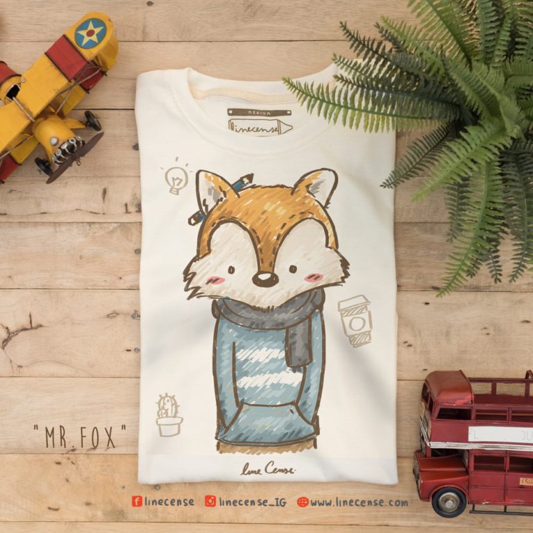 "Mr.FOX" เสื้อยืดสีขาวออฟไวท์ ลายนายสุนัขจิ้งจอก