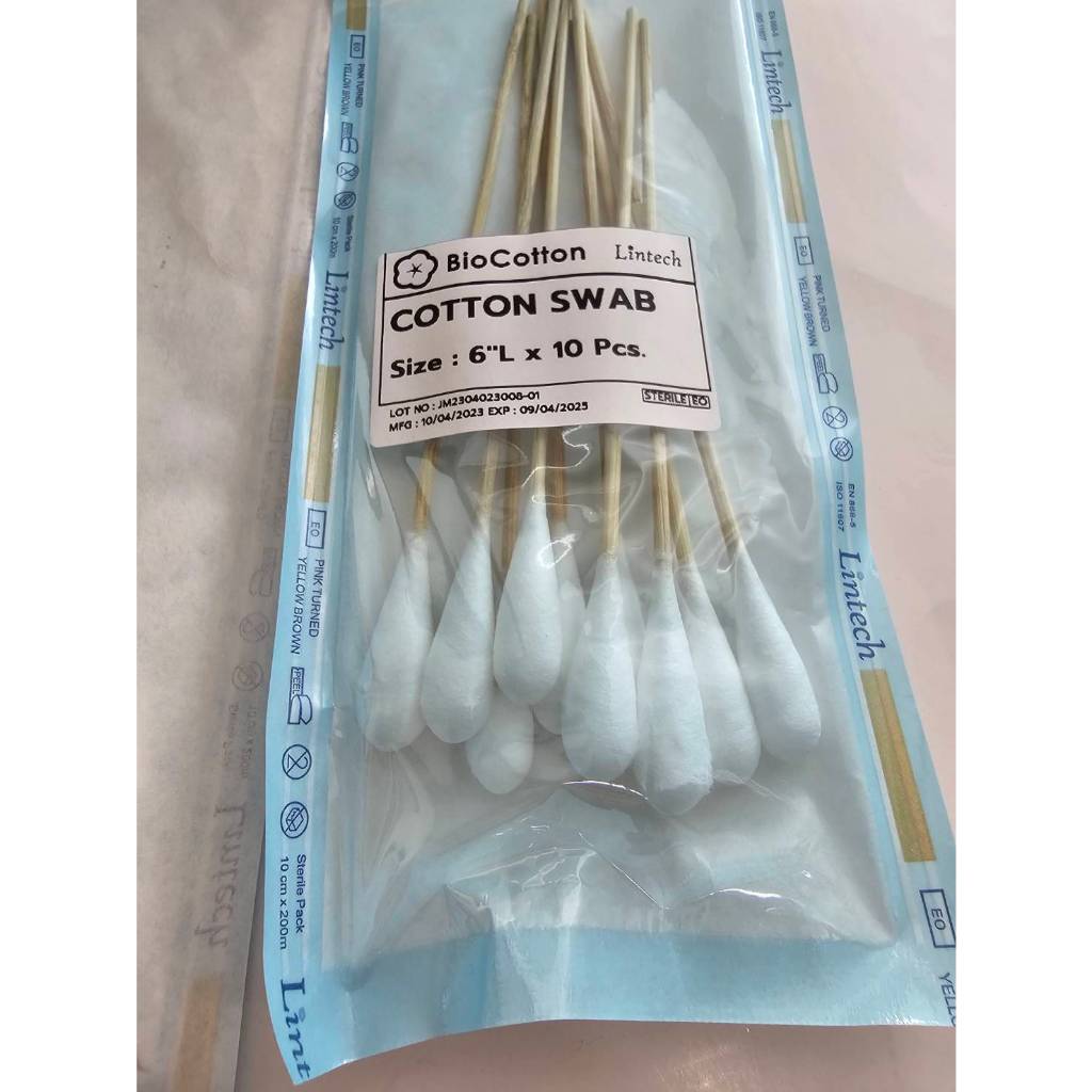 ไม้พันสำลี ชนิดฆ่าเชื้อ หัวขนาดใหญ่ L ซองละ 10 ชิ้น ยกแพค  20 ซอง