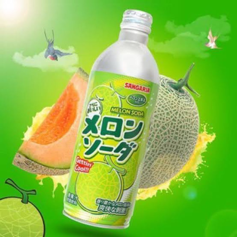 sangaria melon soda 500ml. เครื่องดื่มเมลอนโซดา นำเข้าจากญี่ปุ่น🇯🇵