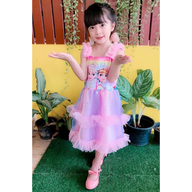 ชุดเจ้าหญิง ชุดเด็กไหล่ฟู กาแลคซี่ 2-7ขวบ(035) - รูปที่ 5