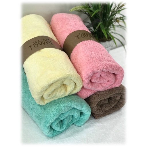 [เกรดพรีเมี่ยม] MAGIC TOWEL  ผ้าขนหนูเส้นใยไมโครไฟเบอร์สีพื้น ซับน้ำดีเยี่ยม