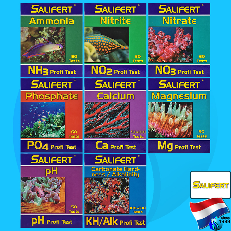 Salifert Tester ph / KH / NH3 / No2 / No3 / Po4 / CA / Alkalinity Ammonia Nitrite Nitrate Phosphate 