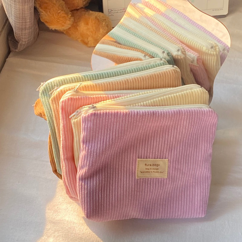 กระเป๋าซิปผ้าลูกฟูกสีพาสเทล flure.bags ราคา ถูกที่สุด ดีลบีเคเค รูปภาพหลัก